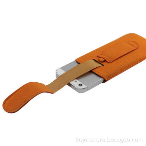 Leather Phone Pouch, Suitable for iPhone 5, Made of PU Leather and Retractable Pull-tab